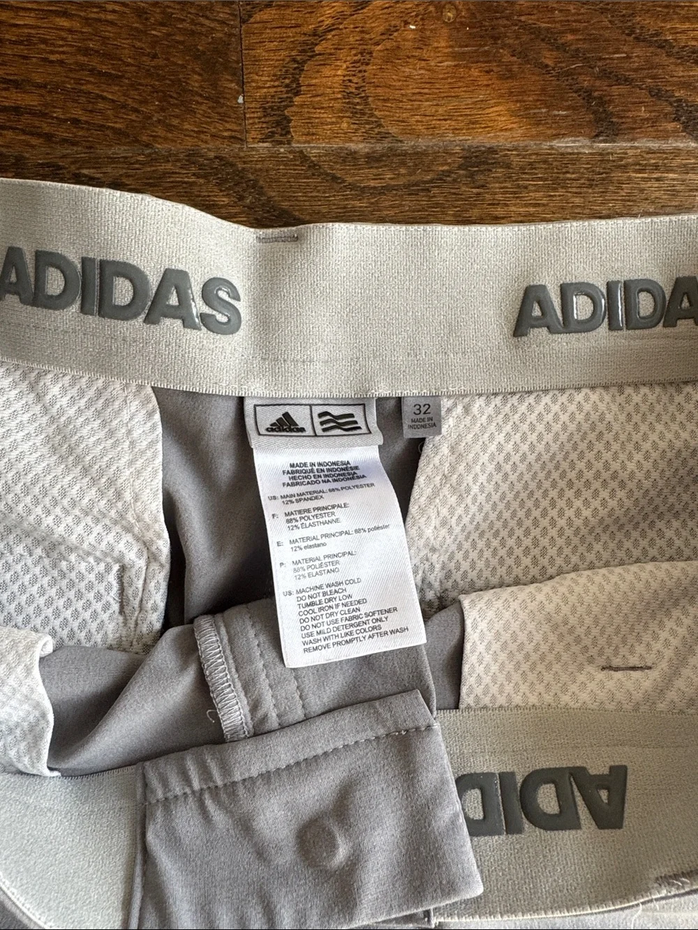 adidas Men's Light Gray Flat-Front Performance Shorts